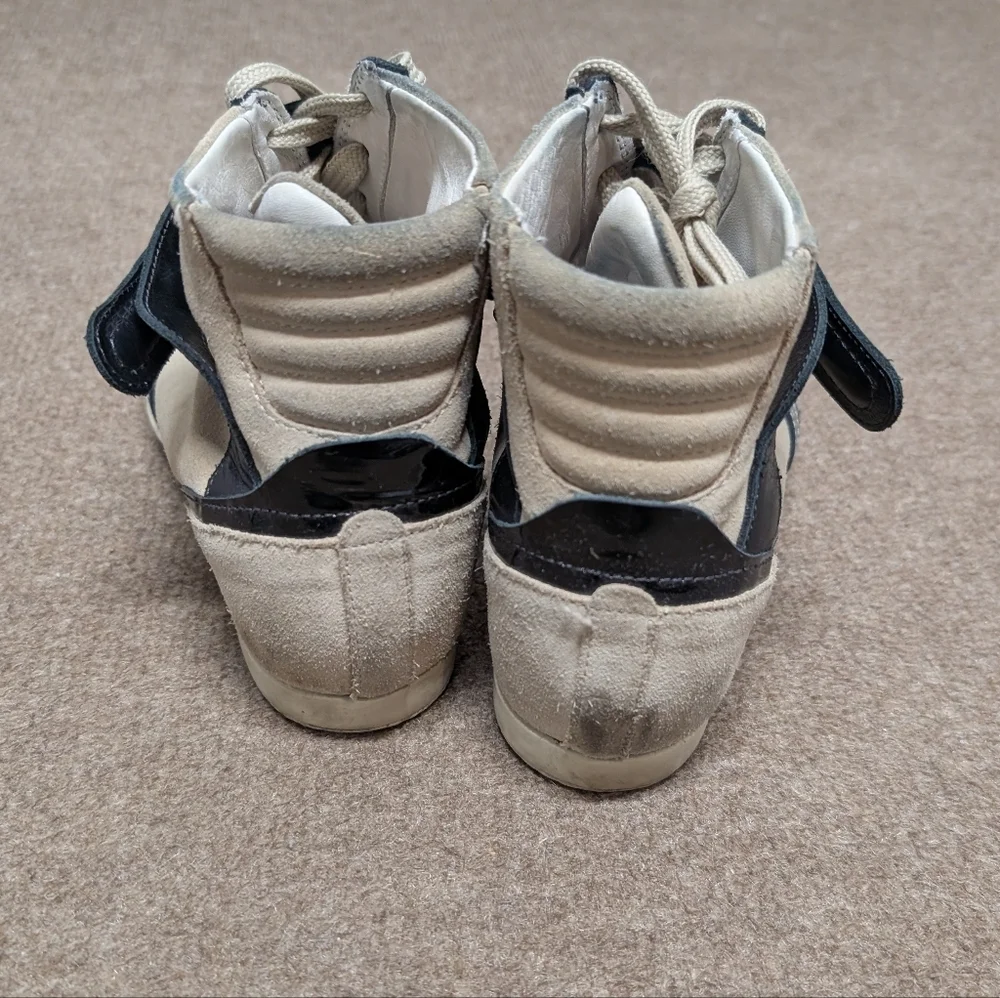 Barbara Bui Black Cream Women's High-Top Wedge Sneakers Size 38 (FR), 8 (US)